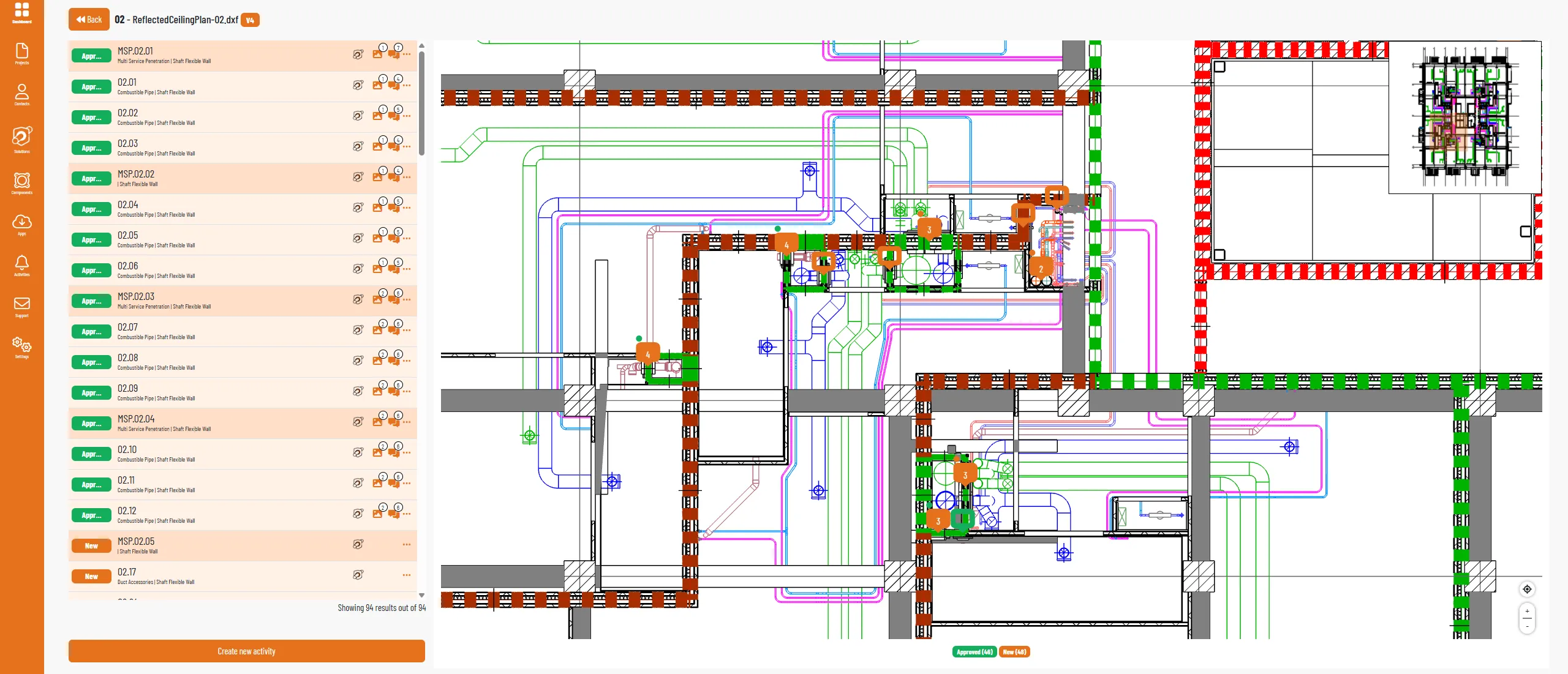 A firestop clash in Orange Button Office with the selected Promat solution and field photos